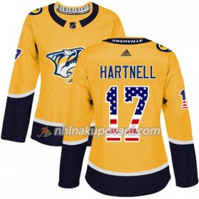Nashville Predators Dresy Scott Hartnell 17 2017-2018 USA Flag Fashion Zlatá Adidas Authentic - Dámské